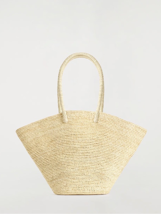 COS Handbags - COS Straw Raffia Hand-Woven Market Tote in Beige